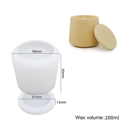 Round Candle Jar Silicone Mould with Lid – Concrete Silicon Mould for Candle Jars & Planters