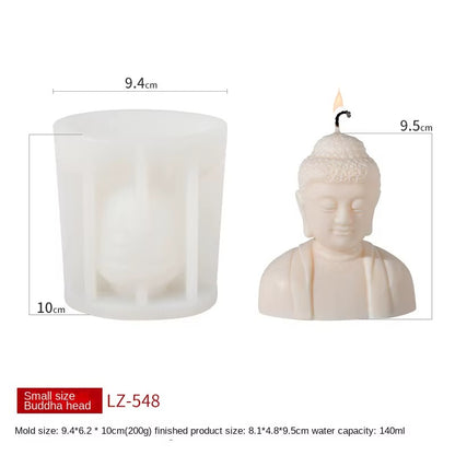 Buddha face silicone candle mold for spiritual aromatherapy candles and decor