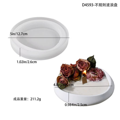 Irregular Wave Edge Round Silicone Mould – Resin Candle Holder, Jewellery Dish & Coaster Mould