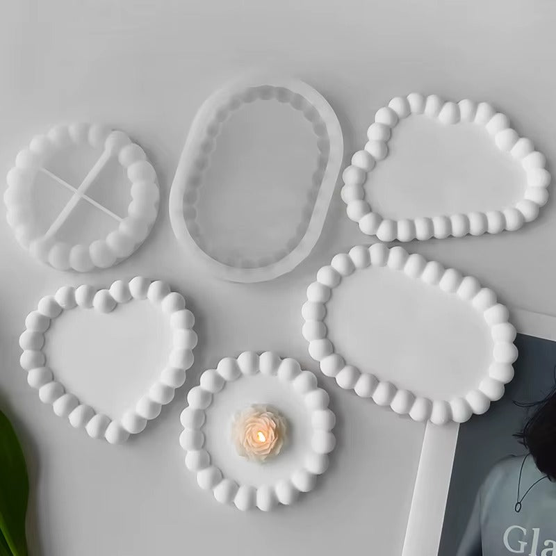 Cloud and heart shaped silicone tray molds for candles, coasters, and resin crafts