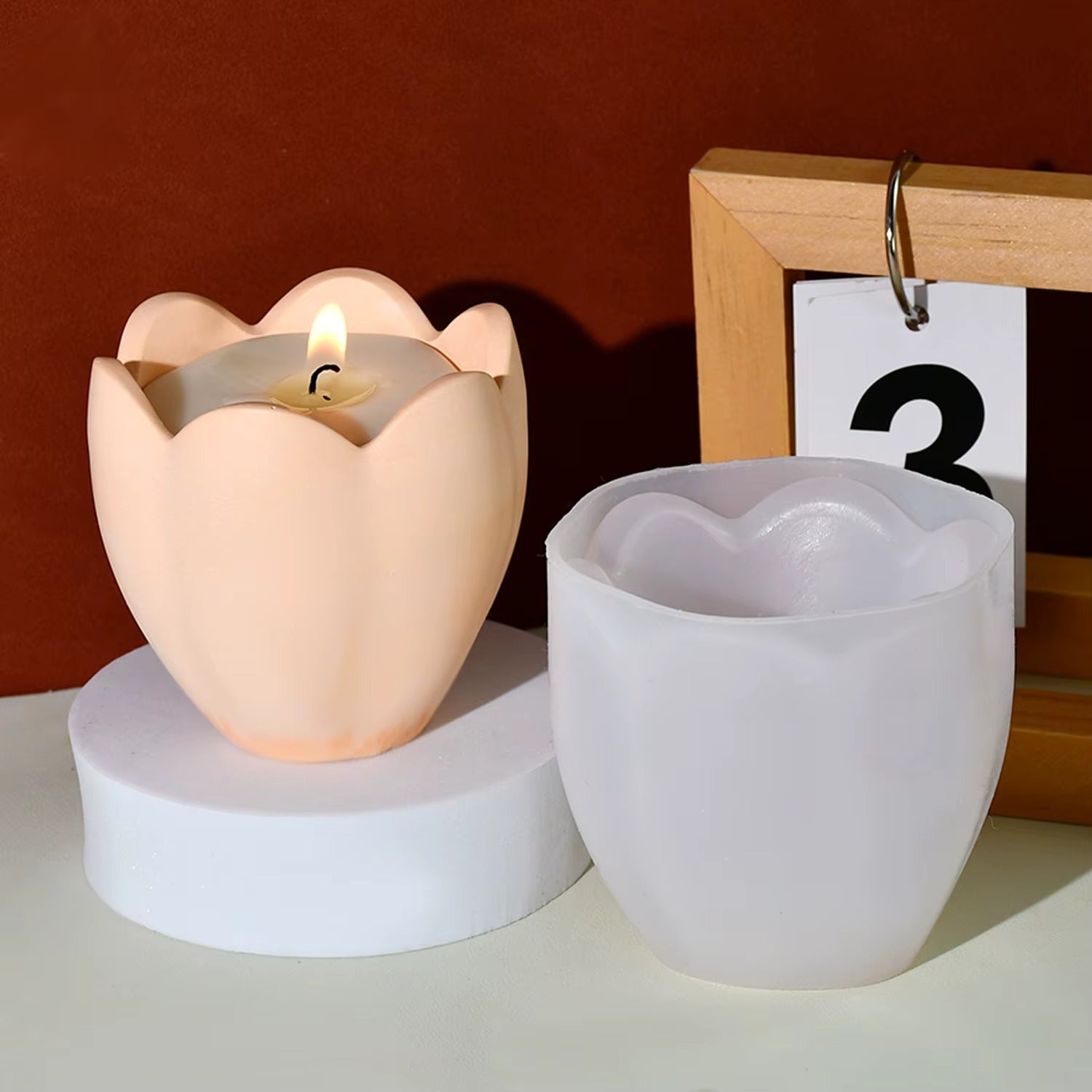 Bloom Creations petal candlestick silicone mold for resin and concrete jar holders