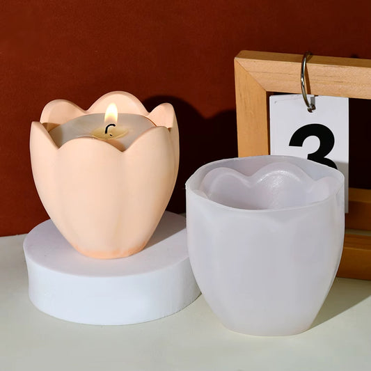 Bloom Creations petal candlestick silicone mold for resin and concrete jar holders