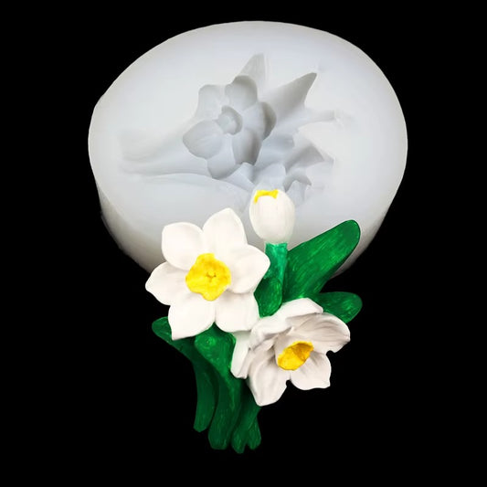 Daffodil flower silicone mold for floral aroma decoration and candles