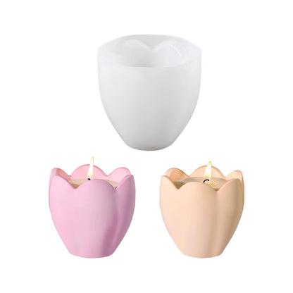 Petal Candlestick Silicone Mould – Resin Art, Concrete Jar & Tealight Holder Mould (8.5 × 8.3 cm)
