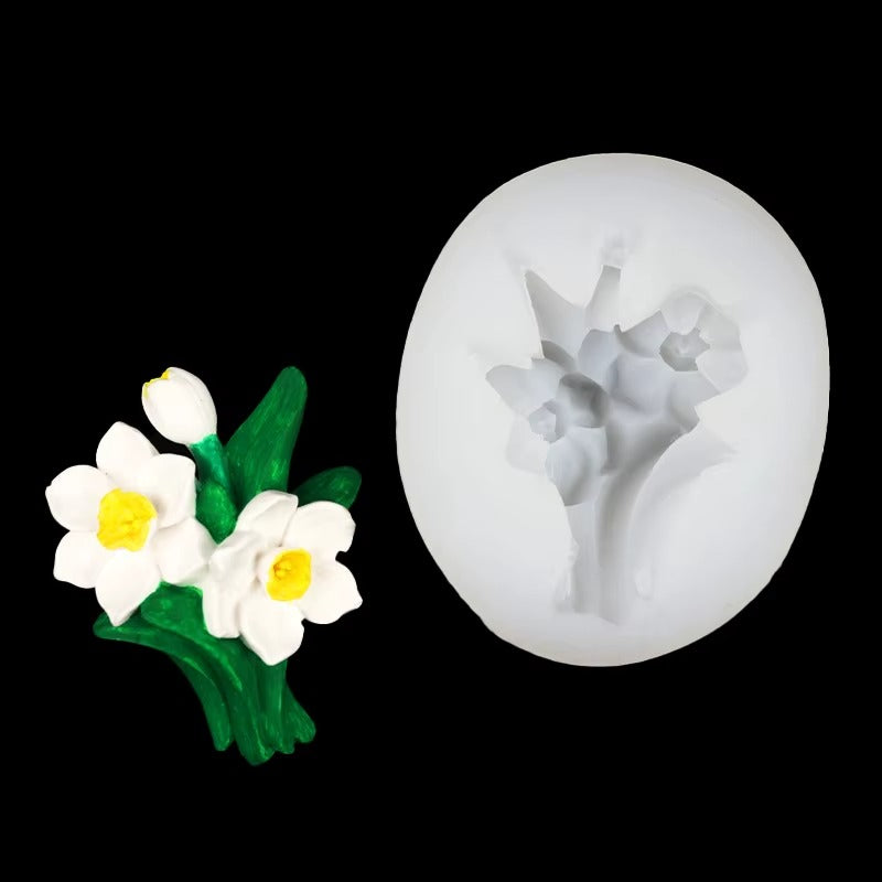 Daffodil flower silicone mold — close-up petal detail