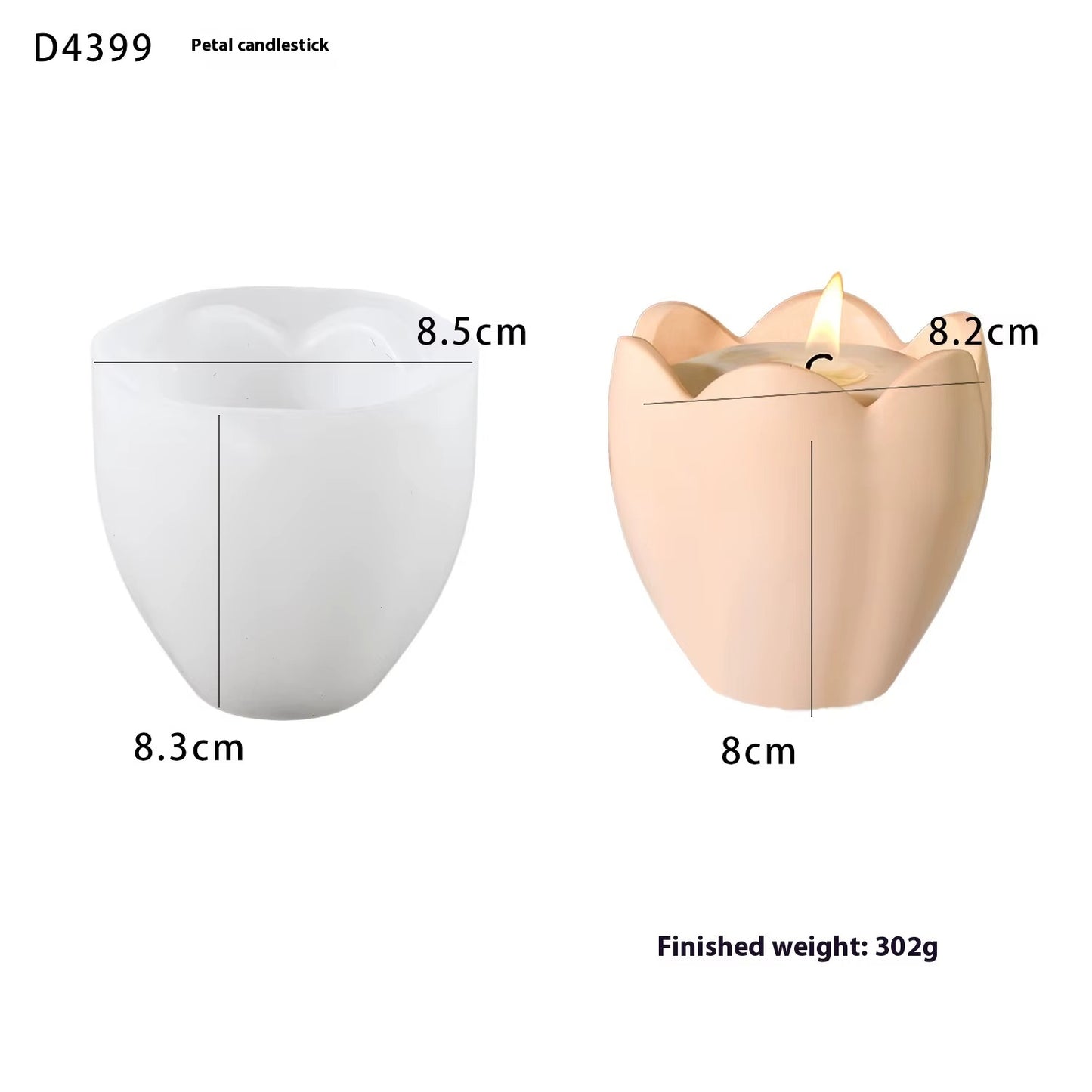 Petal Candlestick Silicone Mould – Resin Art, Concrete Jar & Tealight Holder Mould (8.5 × 8.3 cm)
