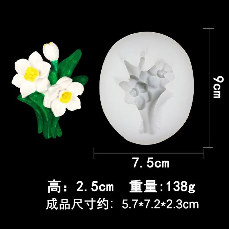 Daffodil flower silicone mold — alternate angle view