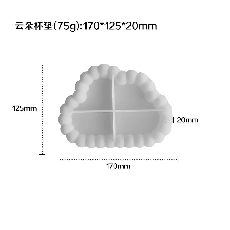 Bubble Tray & Coaster Silicone Mould – Cloud Heart Shape Resin Epoxy Storage Plate Mould