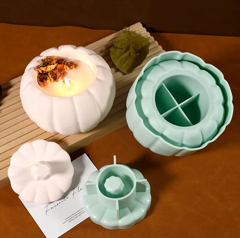 Large Pumpkin Jar Silicone Mould with Lid – DIY Candle, Concrete Planter & Resin Trinket Box Mould