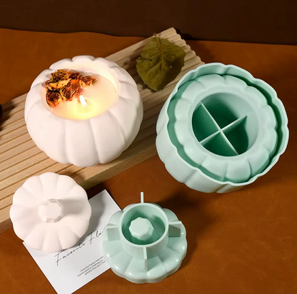 Large Pumpkin Jar Silicone Mould with Lid – DIY Candle, Concrete Planter & Resin Trinket Box Mould