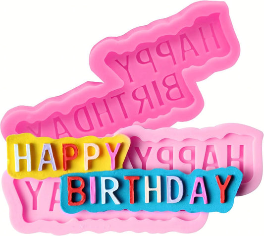 Letters silicone mold — Happy Birthday and Best Wishes for cakes and candle accents