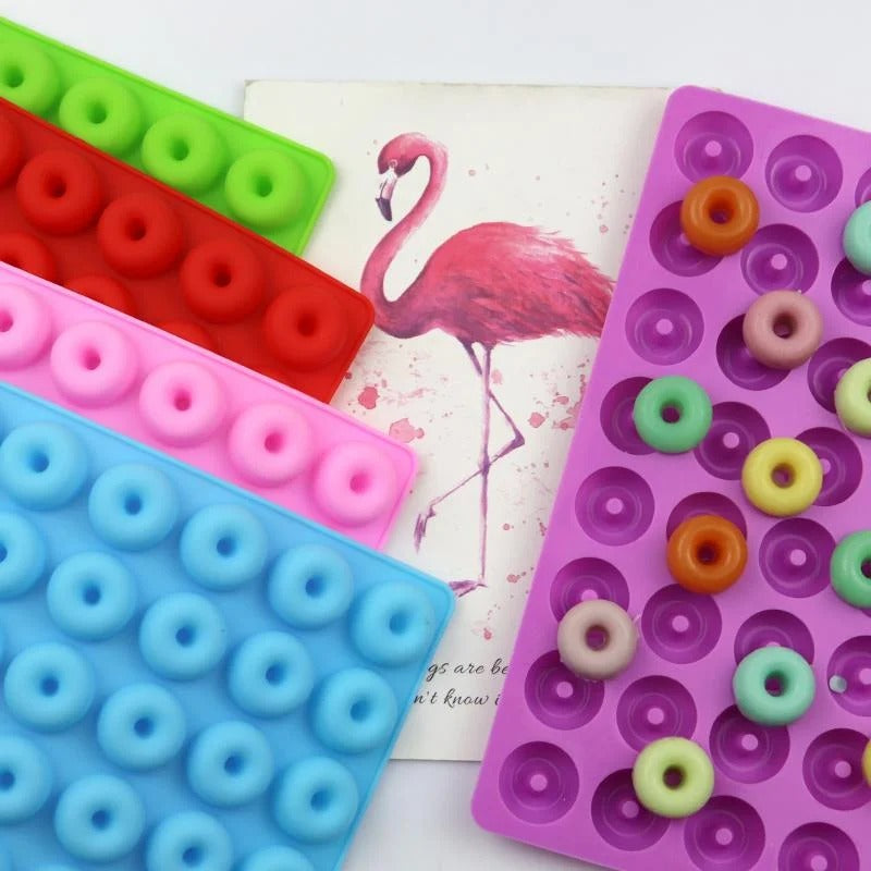 48-cavity mini donut silicone mold for chocolate, biscuit, and small candle making