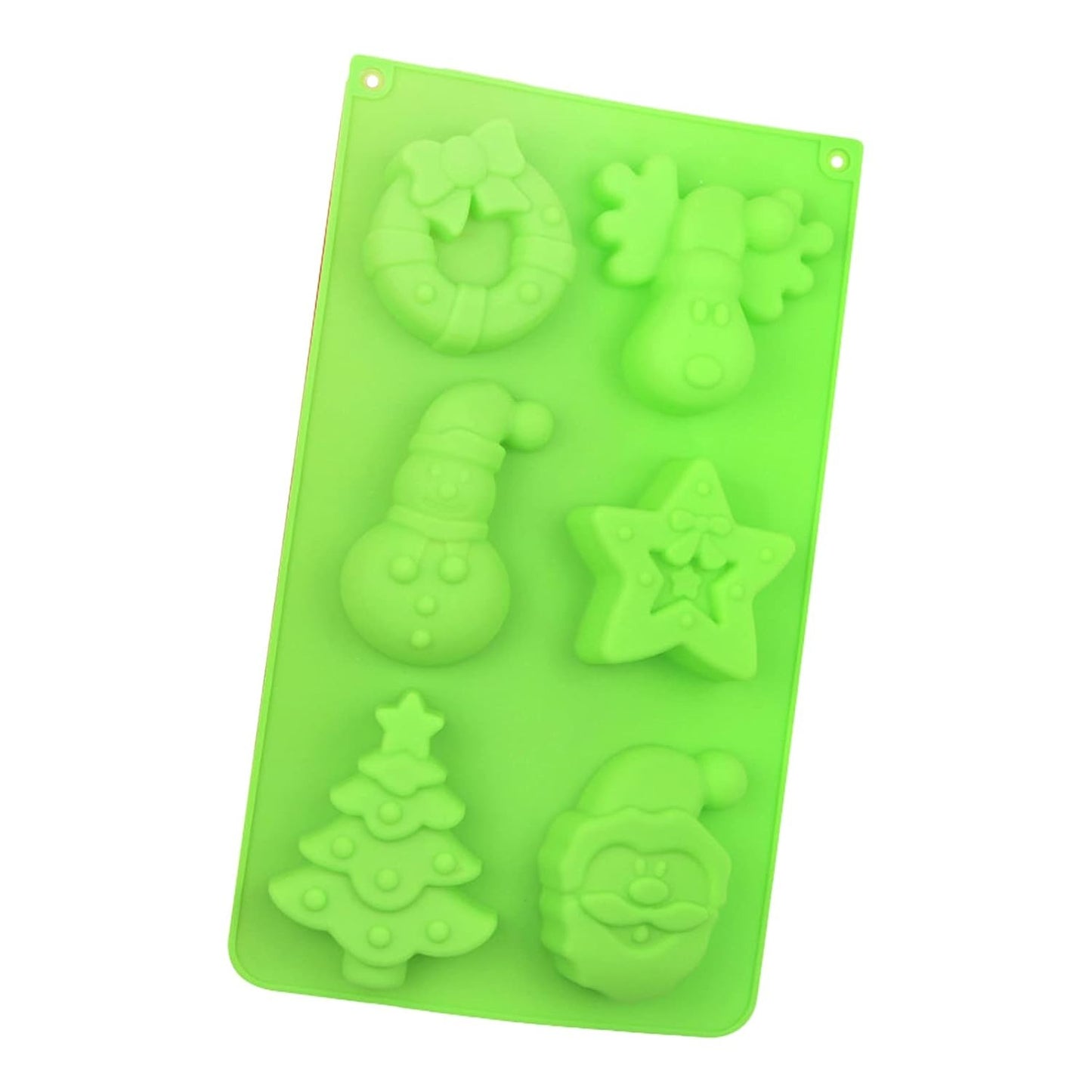 Santa, tree, snowman cookie ice-cream mould — close-up detail