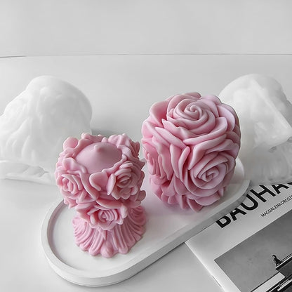 Rose Flower Pillar Silicone Candle Mould – Aromatherapy Festive Ornament Mould