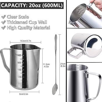 Stainless Steel Candle Wax Melting Measuring Pot Cup with Spoon, 600ML Double-Sided Scale Pouring Pot for Candle Making, Wax Melting Pitcher with Dripless Pouring Spout for Candle Crafting