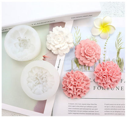 3D Carnation Silicone Mould — Flower Resin, Fondant, Chocolate & Mousse Cake Cast (2 Sizes)