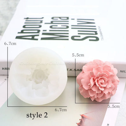 3D Carnation Silicone Mould — Flower Resin, Fondant, Chocolate & Mousse Cake Cast (2 Sizes)