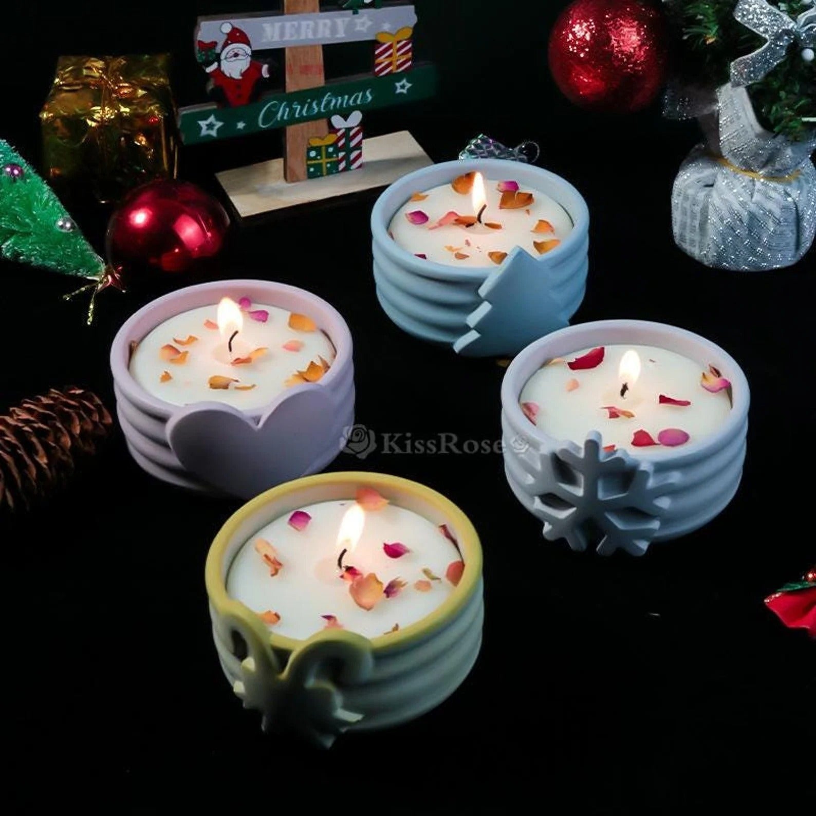 Christmas snowflake candle vessel silicone mold — Christmas tree variant