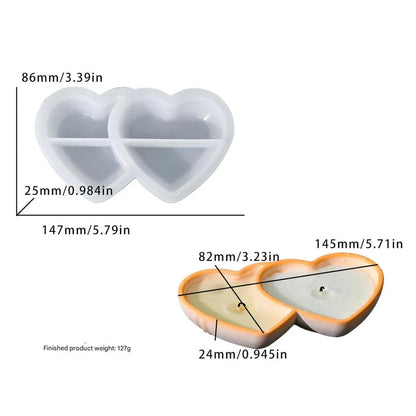 Double Heart Silicone Candle Mould – Twin Heart Wax & Resin Mould