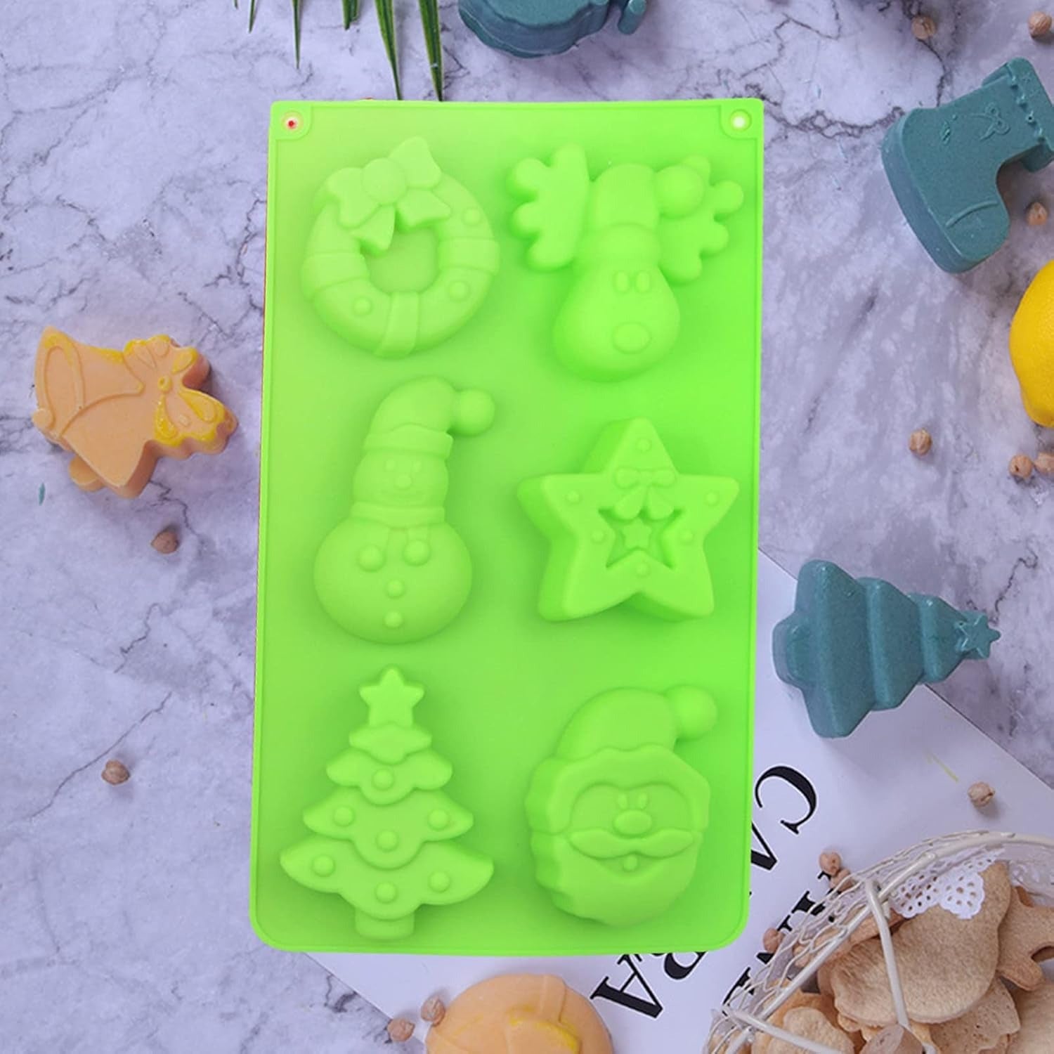 Santa, tree, snowman cookie ice-cream mould — alternate angle