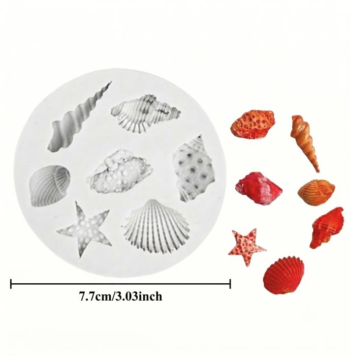 Sea shell silicone mould 8 cavity with size reference 7.7cm