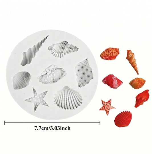 Sea shell silicone mould 8 cavity with size reference 7.7cm