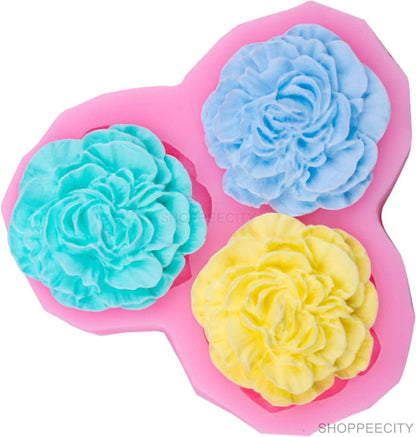3-cavity 3D flower silicone candle mould for floral handmade candles