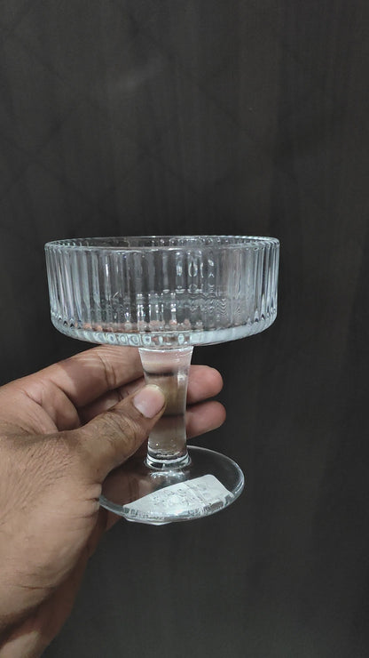 Ribbed Martini Glasses, Vintage Cocktail Coupe Glasses Set, Classic Bar Drinking Glassware for Ice- Cream, Cocktail, Wine, Champagne, Dessert, Fruit (200ML, Pack of 2)