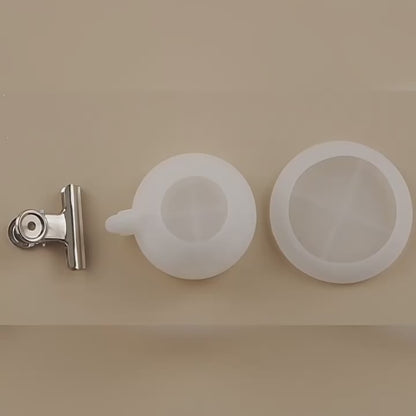 Tea Cup & Saucer Candle Silicone Mould – Heart Detail with Metal Clamp