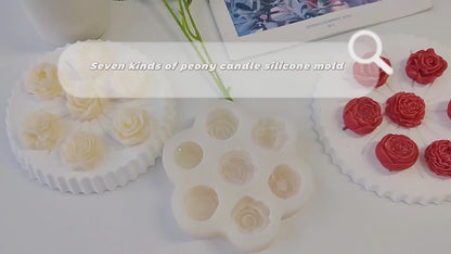 7 kinds of flower scented candle silicone mold rose peony flower DIY hand glue plaster mold