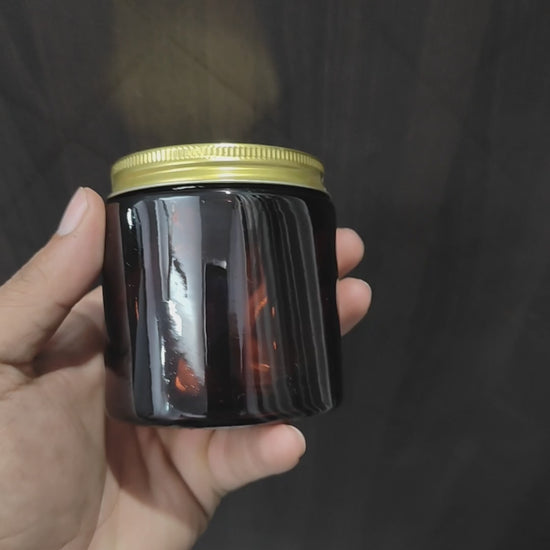 250ml amber screw-top glass jar for candle making — UV-protective container