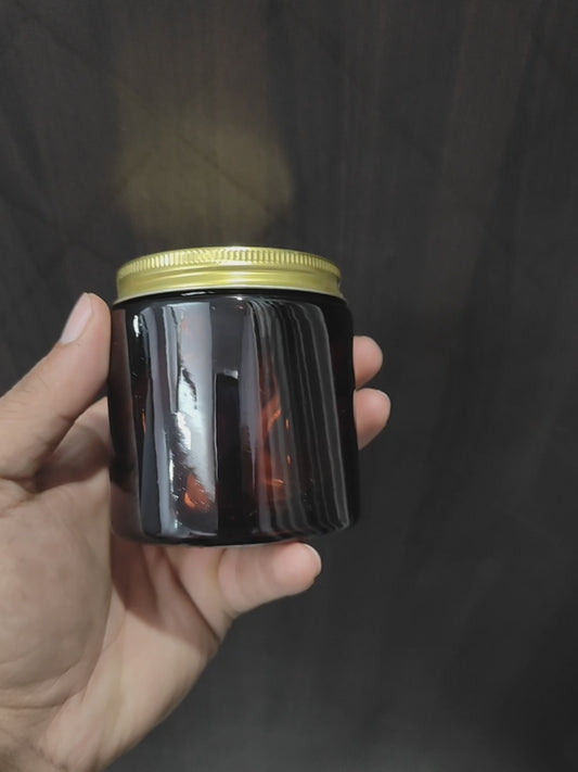 250ml amber screw-top glass jar for candle making — UV-protective container