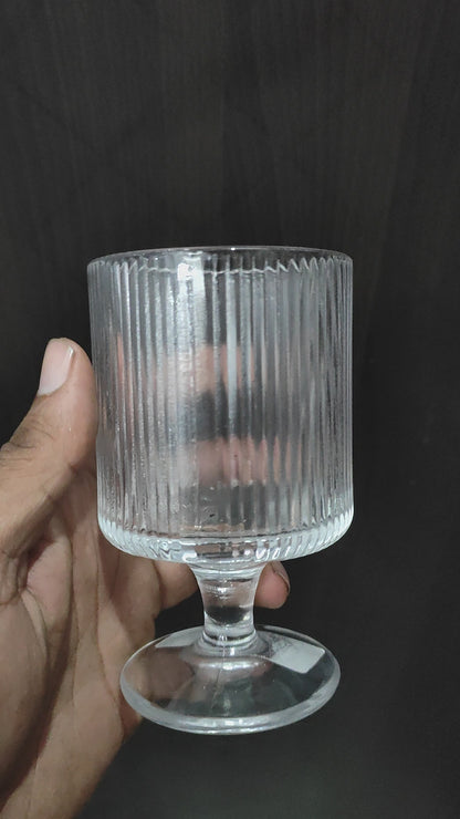 Vintage Vertical Striped Wine Glasses Set (210ml), Cocktail Glass, Lead-Free Glasses for Bars, Restaurants, Parties, Candles (pack of 6)