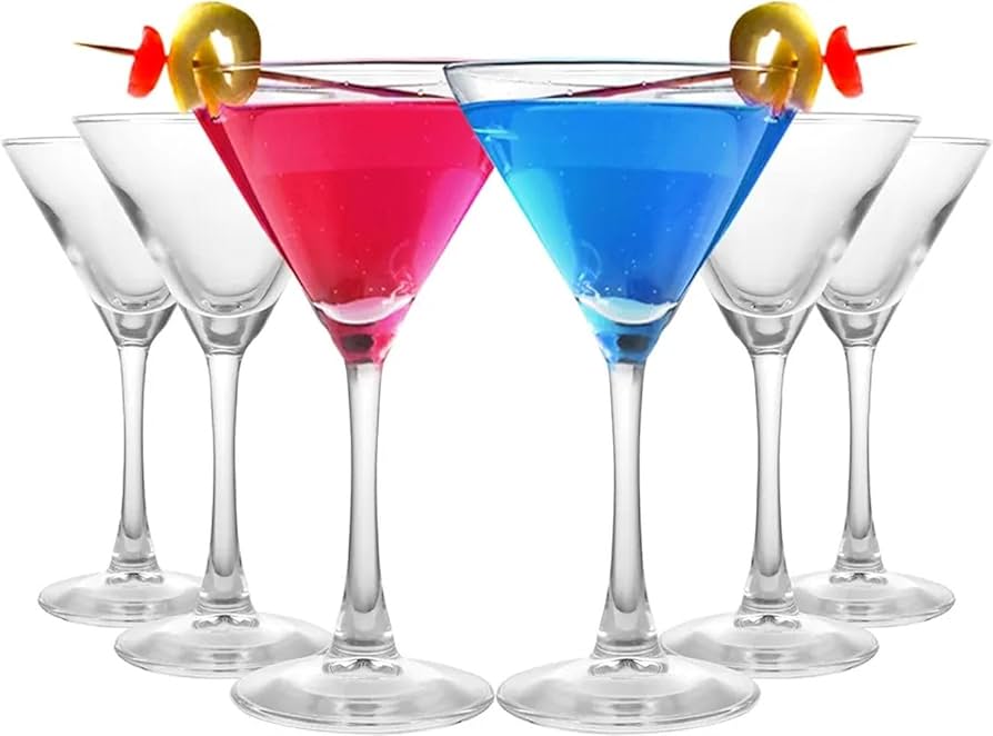 Martini Glasses Set of 6 — 160ml Cocktail Glasses for Margaritas | Bloom Creations India