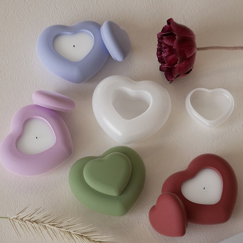 Heart jar silicone mold for romantic candle vessels and gifting