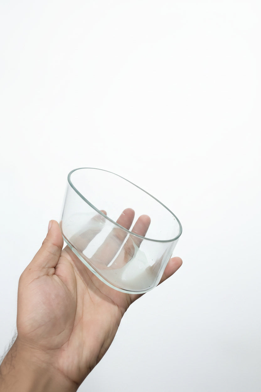 Oval glass jar for candle making and storage