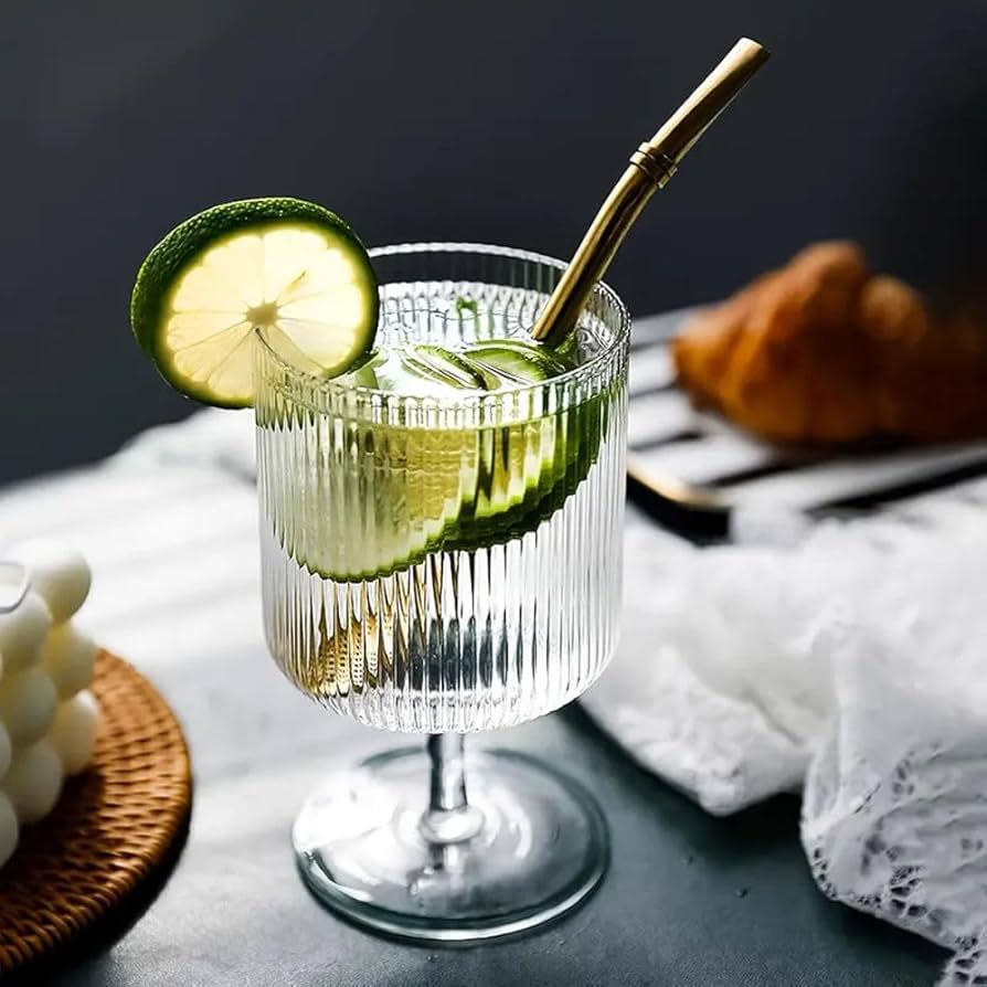 Vintage Striped Wine Glasses — size reference | Bloom Creations India