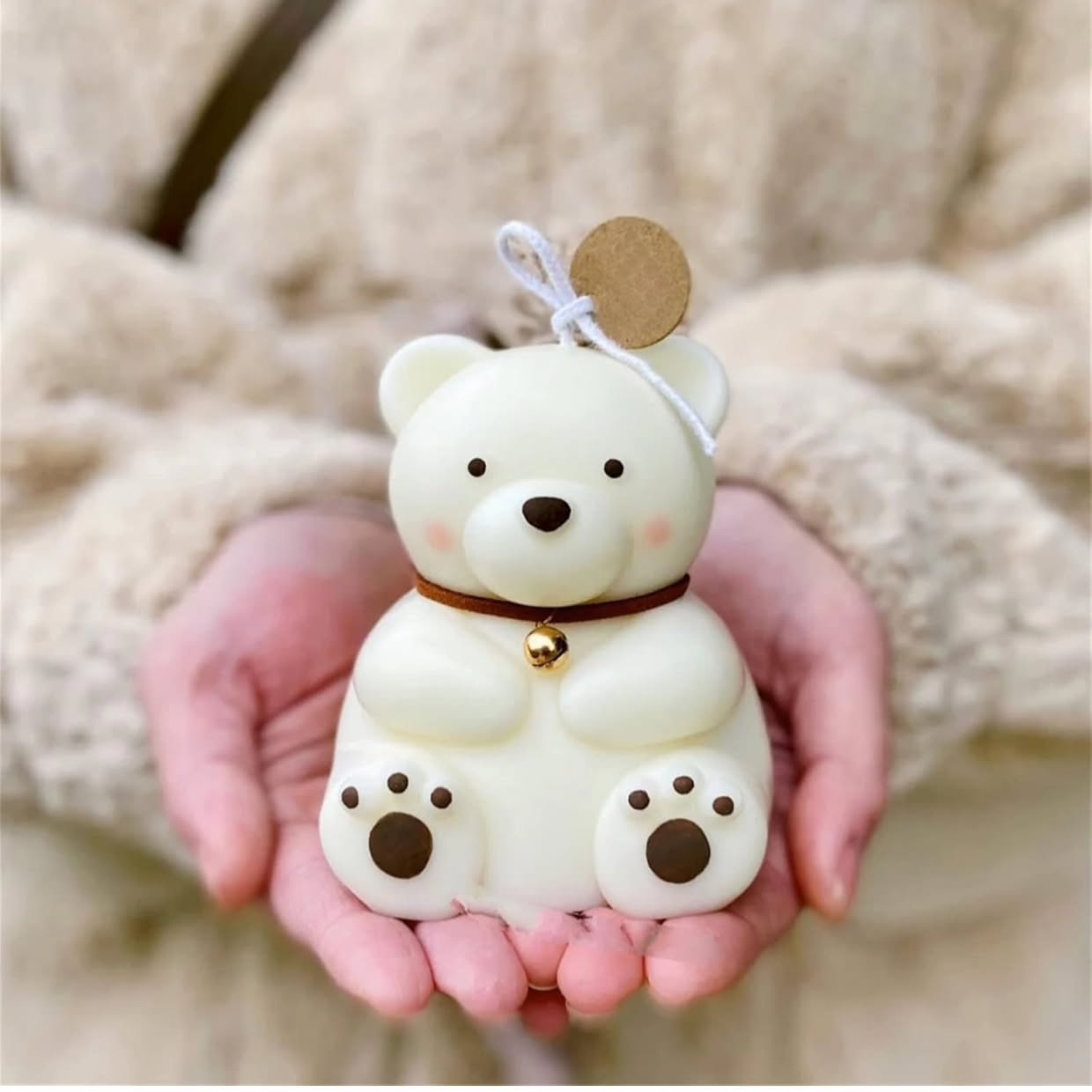 Large bear silicone candle mold — cute 3D animal shape for handmade candles
