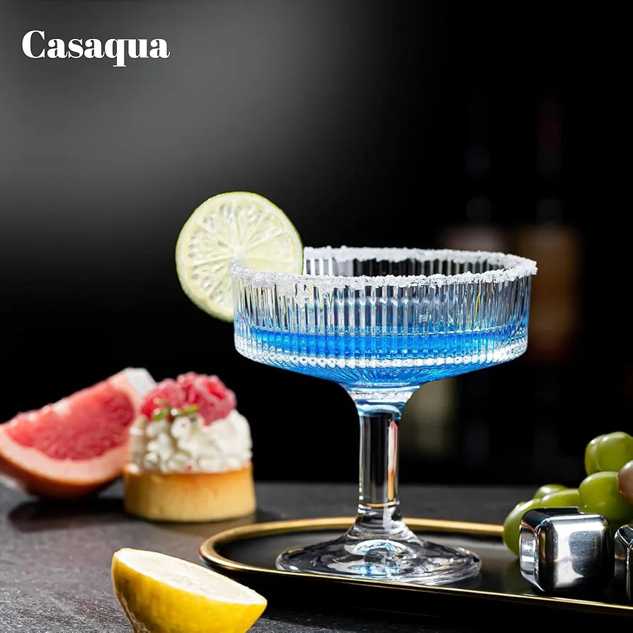 Ribbed Martini Glasses — detailed view | Bloom Creations India