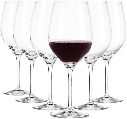 Wine Glasses Set of 6 — 320ml Long Stemmed Crystal Clear | Bloom Creations India