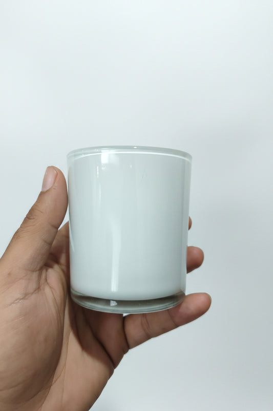 230ml glossy white glass jar for candle making — minimalist container