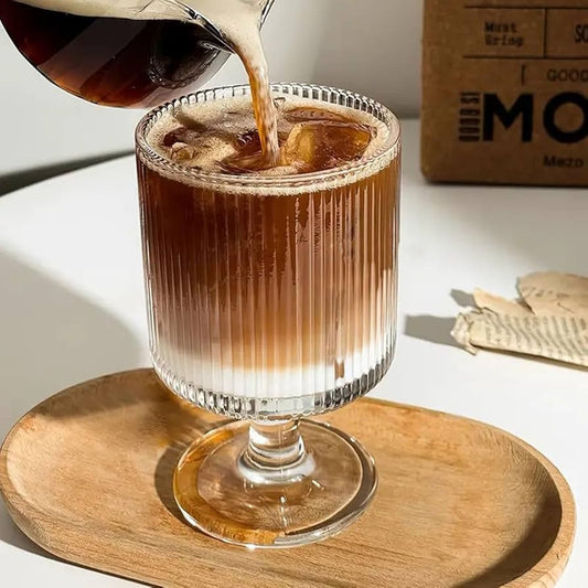 Vintage Vertical Striped Wine Glasses Set of 6 — 210ml Cocktail | Bloom Creations India