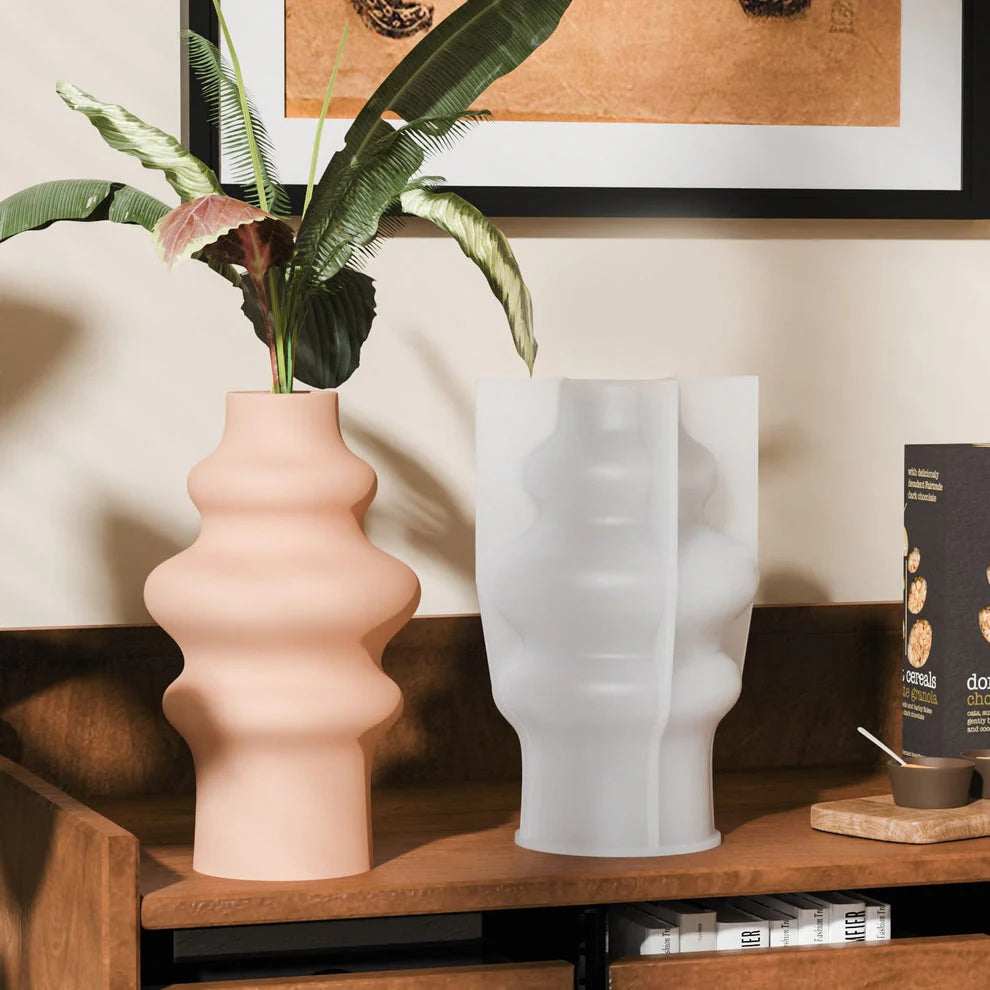 Flower vase silicone mould for sculptural concrete and resin candle vessels
