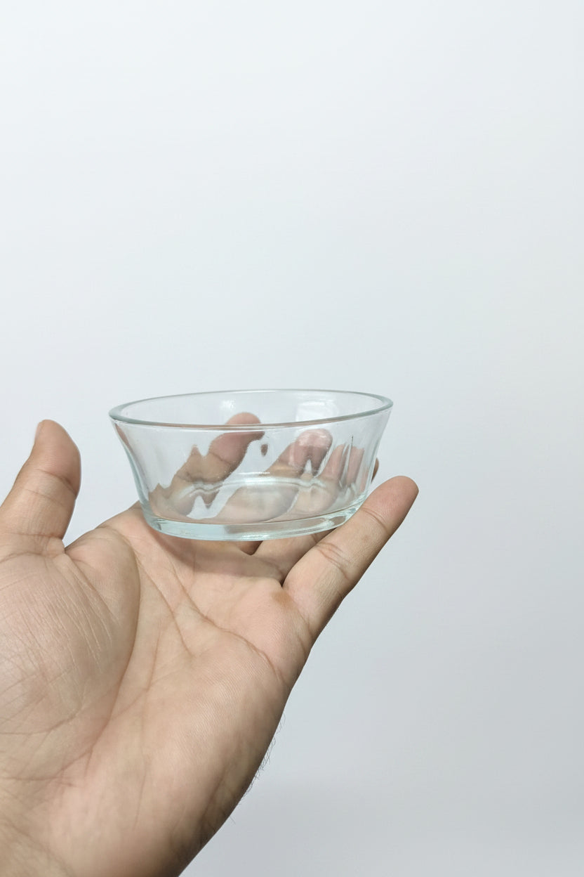 Small boat-shaped glass jar for candle making and decor
