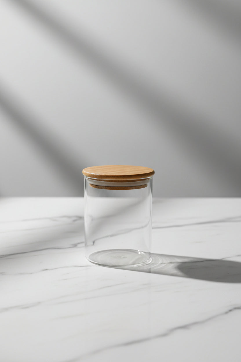 Imported 200ml glass jars with wooden lids set of 3 for premium candles