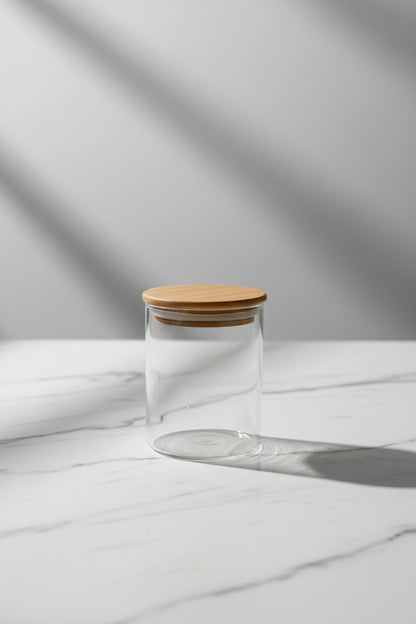 Imported 200ml glass jars with wooden lids set of 3 for premium candles