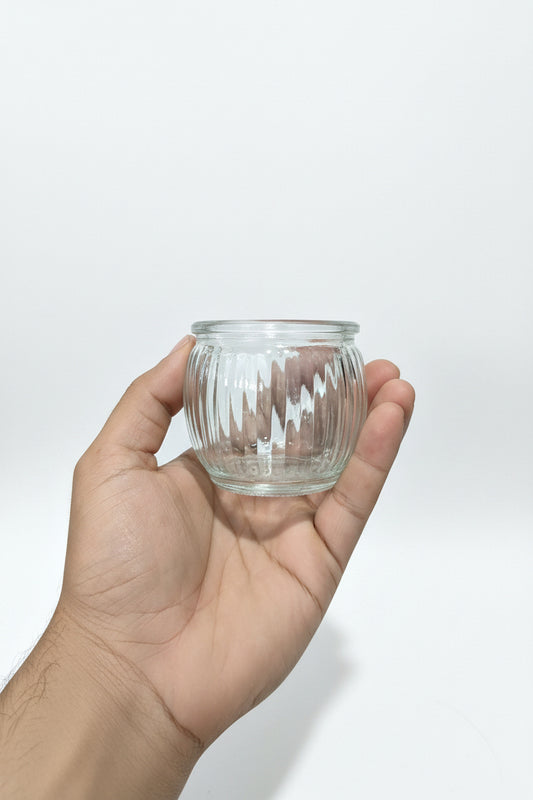 Swirl-pattern glass candle jars — decorative containers for soy candles