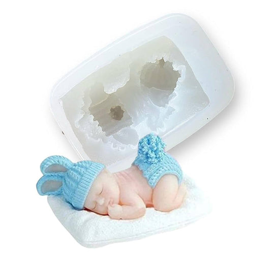 Sleeping baby on pillow silicone candle mold for nursery and baby shower candles