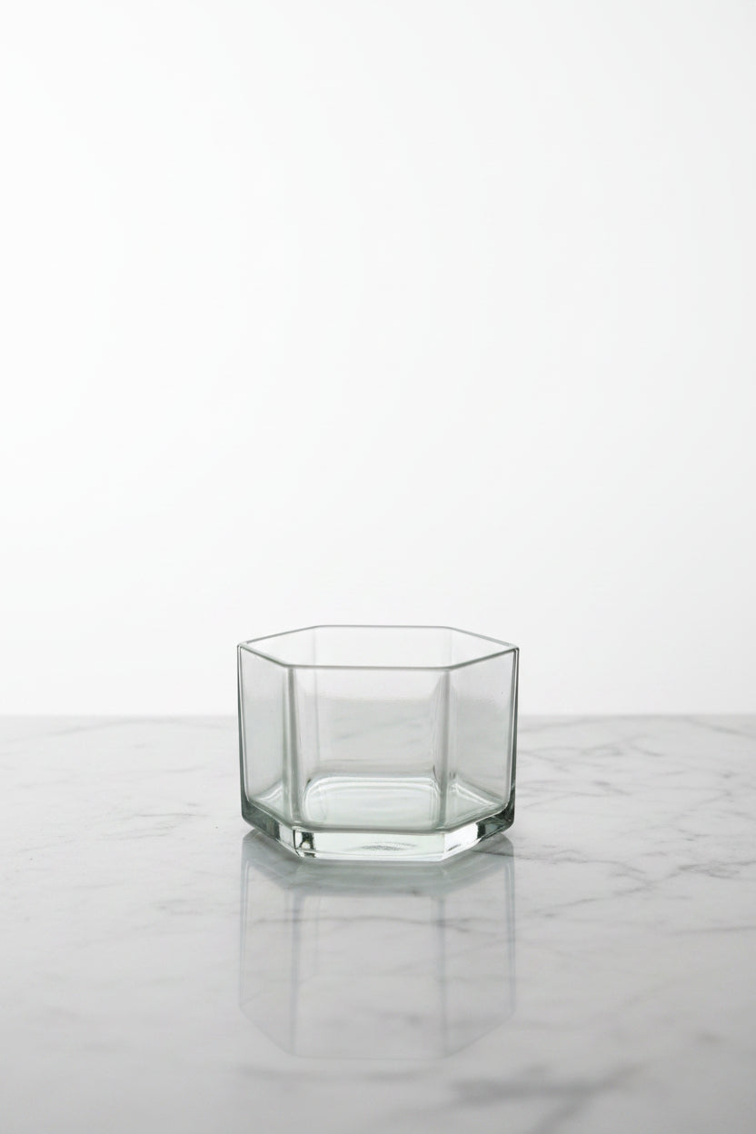 Hexagon glass jar for candle making — modern geometric container