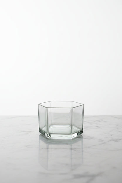 Hexagon glass jar for candle making — modern geometric container